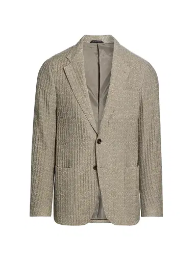 Giorgio Armani Men's Chevron Cashmere-Silk Upton Jacket | Thumbnail 1 Giorgio Armani Men's Chevron Cashmere-Silk Upton Jacket | Thumbnail 1