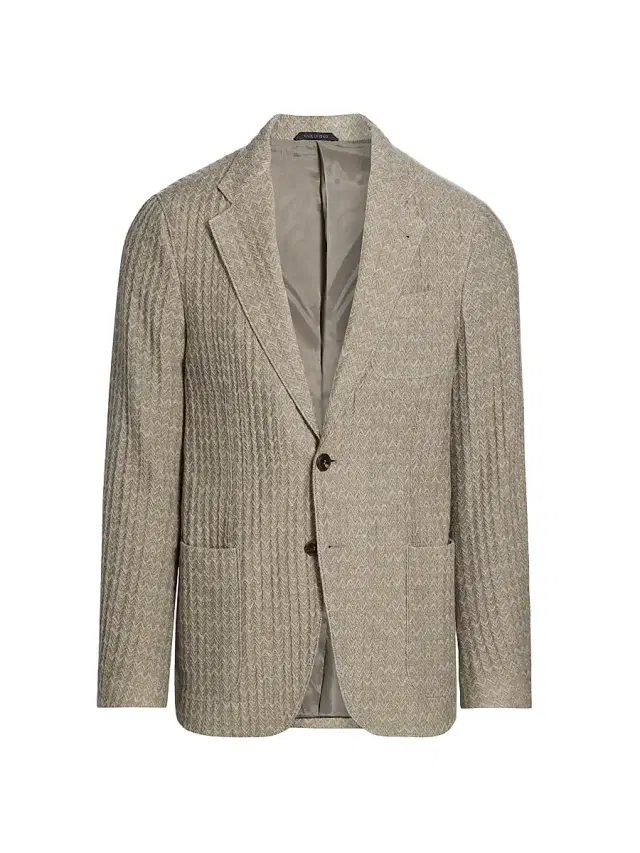 Men's Chevron Cashmere-Silk Upton Jacket - Tan
