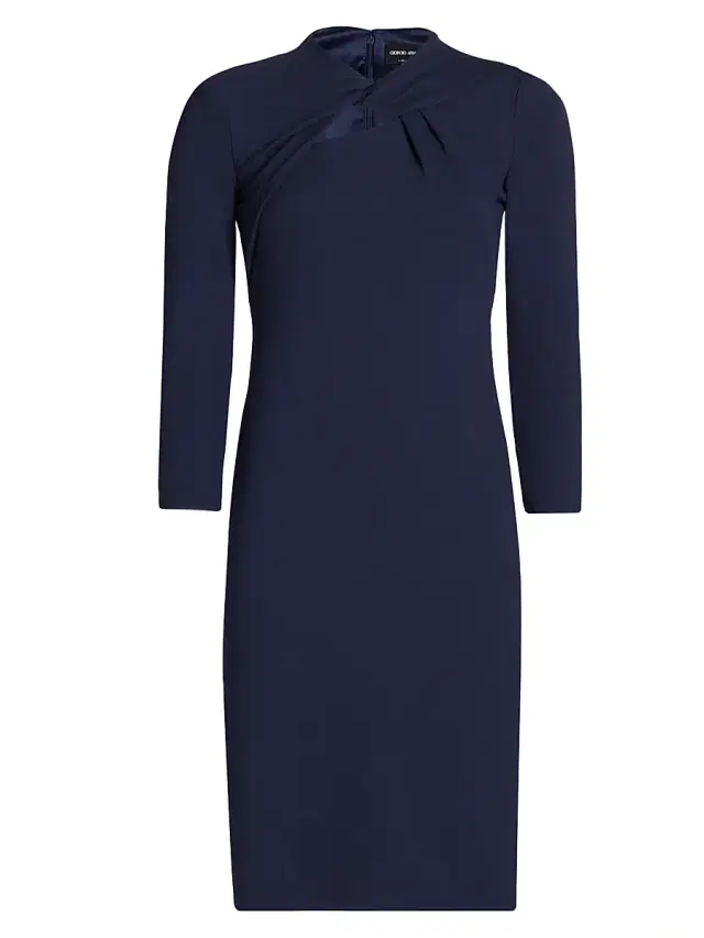 Giorgio Armani Women's Twist Neck Jersey Dress - Dark Blue