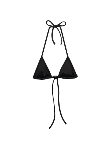 Prada Women's Interlock Fabric Triangle Bikini Top - Black | Thumbnail 1 Prada Women's Interlock Fabric Triangle Bikini Top - Black | Thumbnail 1