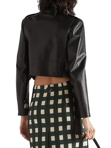 Prada Women's Nappa Leather Biker Jacket - Black - Size 2 | Thumbnail 3 Prada Women's Nappa Leather Biker Jacket - Black - Size 2 | Thumbnail 3