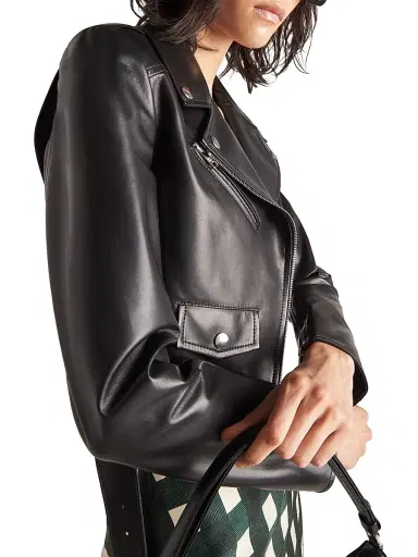 Prada Women's Nappa Leather Biker Jacket - Black - Size 2 | Thumbnail 4 Prada Women's Nappa Leather Biker Jacket - Black - Size 2 | Thumbnail 4