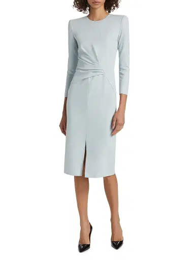 Giorgio Armani Women's Gathered Jersey Dress - Pale Blue - Size 2 | Thumbnail 2