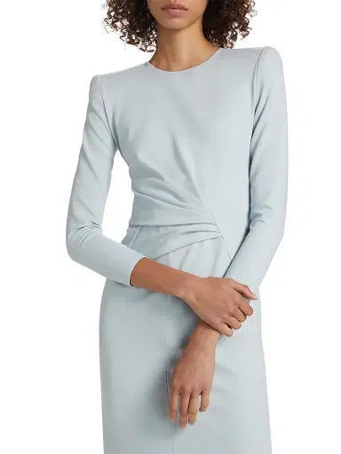 Giorgio Armani Women's Gathered Jersey Dress - Pale Blue - Size 2 | Thumbnail 6
