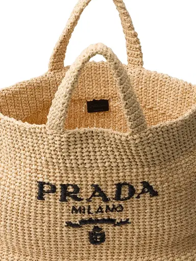 Prada Women's Crochet Tote Bag - Beige Khaki | Thumbnail 4