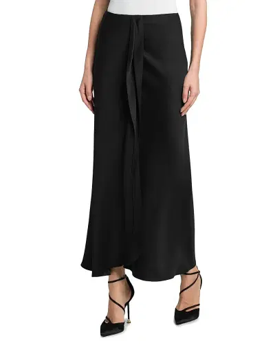 Giorgio Armani Women's Draped Silk Slit Midi-Skirt - Black | Thumbnail 3 Giorgio Armani Women's Draped Silk Slit Midi-Skirt - Black | Thumbnail 3