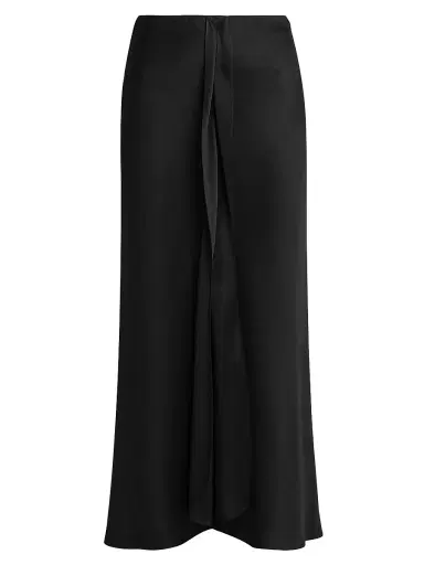 Giorgio Armani Women's Draped Silk Slit Midi-Skirt - Black | Thumbnail 1 Giorgio Armani Women's Draped Silk Slit Midi-Skirt - Black | Thumbnail 1