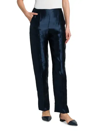 Giorgio Armani Women's Linen-Silk Tapered Pants | Thumbnail 4 Giorgio Armani Women's Linen-Silk Tapered Pants | Thumbnail 4