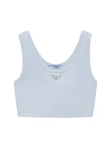 Prada Women's Ribbed Knit Crop Top - Blue | Thumbnail 1 Prada Women's Ribbed Knit Crop Top - Blue | Thumbnail 1