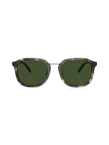 COACH Men's 54MM Round Sunglasses - Tan Havana Green | Thumbnail 2 COACH Men's 54MM Round Sunglasses - Tan Havana Green | Thumbnail 2