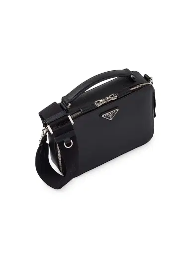 Prada Men's Medium Brique Saffiano Leather Bag - Black | Thumbnail 3 Prada Men's Medium Brique Saffiano Leather Bag - Black | Thumbnail 3