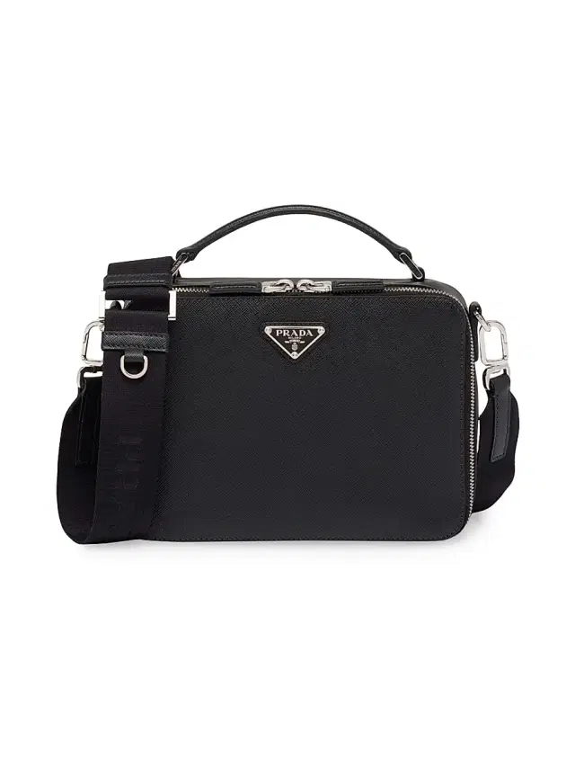 Men's  Brique Saffiano Leather Bag - Black