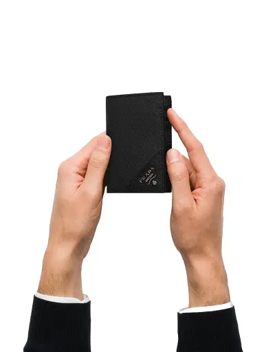 Prada Men's Saffiano Leather Card Holder - Black | Thumbnail 4