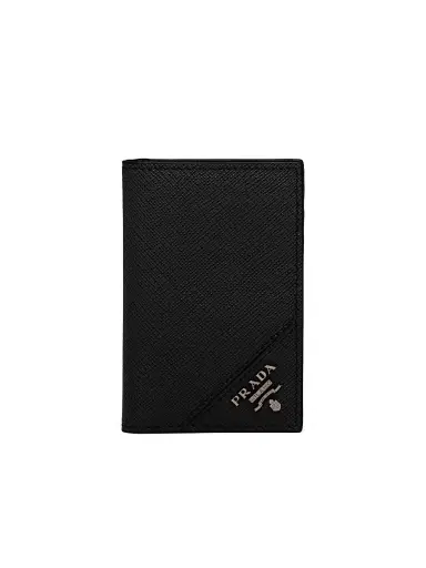 Prada Men's Saffiano Leather Card Holder - Black | Thumbnail 1