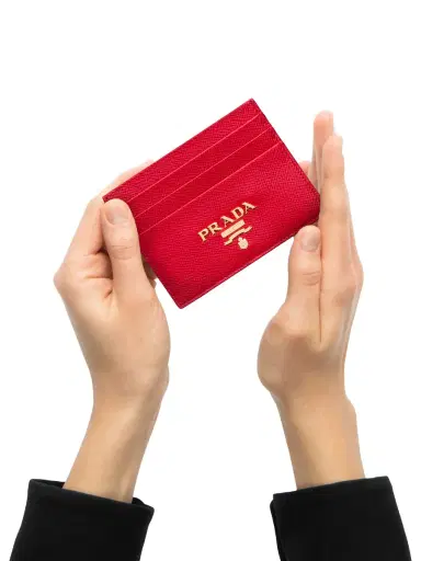 Prada Women's Saffiano Leather Card Holder - Red | Thumbnail 3