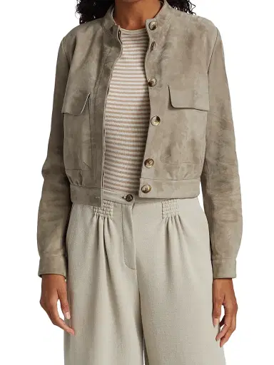Giorgio Armani Women's Patch-Pocket Suede Jacket - Hazelnut - Size 0 | Thumbnail 3