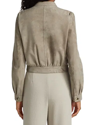 Giorgio Armani Women's Patch-Pocket Suede Jacket - Hazelnut - Size 0 | Thumbnail 5