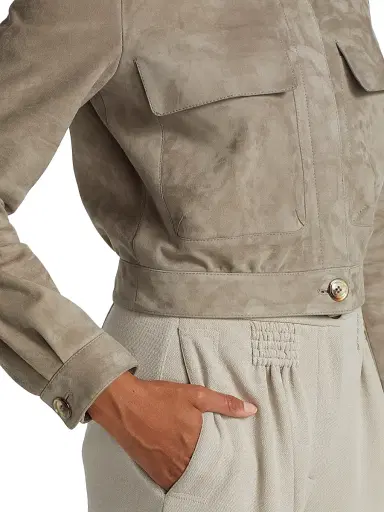 Giorgio Armani Women's Patch-Pocket Suede Jacket - Hazelnut - Size 0 | Thumbnail 6