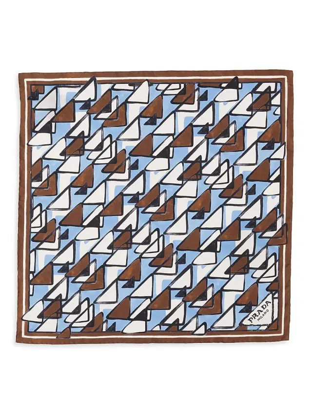 Prada Women's Printed Silk Twill 55CM Square Scarf - Blue