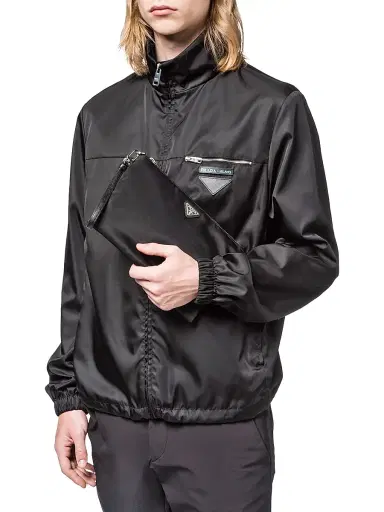 Prada Men's Re-Nylon and Saffiano Leather Pouch - Black | Thumbnail 6