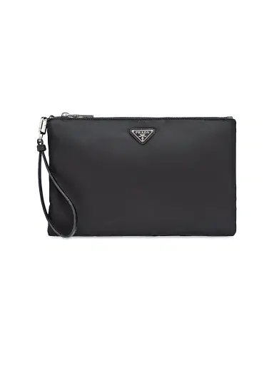 Prada Men's Re-Nylon and Saffiano Leather Pouch - Black | Thumbnail 1