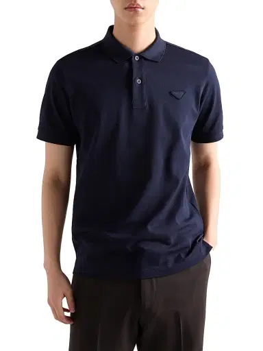 Prada Men's Piqué Polo Shirt - Dark Blue - Size Medium | Thumbnail 2 Prada Men's Piqué Polo Shirt - Dark Blue - Size Medium | Thumbnail 2