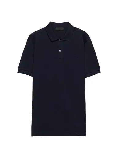 Prada Men's Piqué Polo Shirt - Dark Blue - Size Medium | Thumbnail 1 Prada Men's Piqué Polo Shirt - Dark Blue - Size Medium | Thumbnail 1