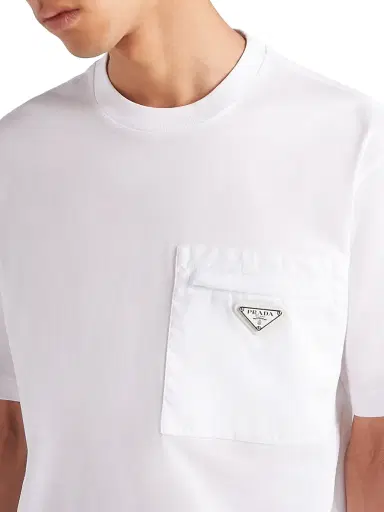 Prada Men's Re-Nylon and Jersey T-Shirt | Thumbnail 3