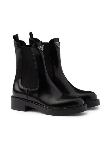 Prada Women's Brushed Calf Leather Chelsea Boots - Black - Size 10 | Thumbnail 5 Prada Women's Brushed Calf Leather Chelsea Boots - Black - Size 10 | Thumbnail 5