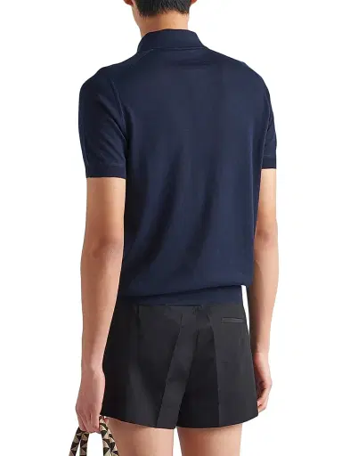Prada Men's Cashmere Polo Shirt - Blue | Thumbnail 5