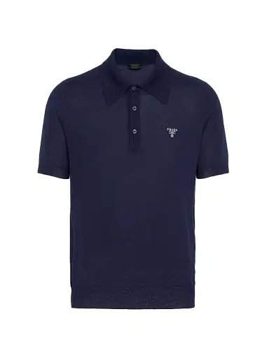 Prada Men's Cashmere Polo Shirt - Blue | Thumbnail 1