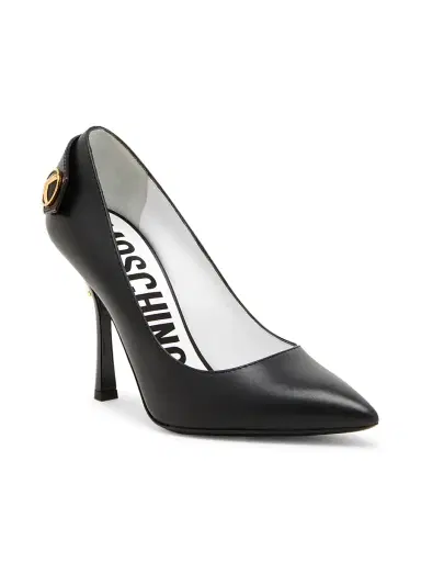 MOSCHINO Women's Peace Button 100MM Leather Pumps - Black - Size 10 | Thumbnail 2 MOSCHINO Women's Peace Button 100MM Leather Pumps - Black - Size 10 | Thumbnail 2