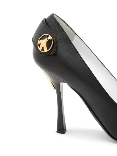 MOSCHINO Women's Peace Button 100MM Leather Pumps - Black - Size 10 | Thumbnail 6 MOSCHINO Women's Peace Button 100MM Leather Pumps - Black - Size 10 | Thumbnail 6
