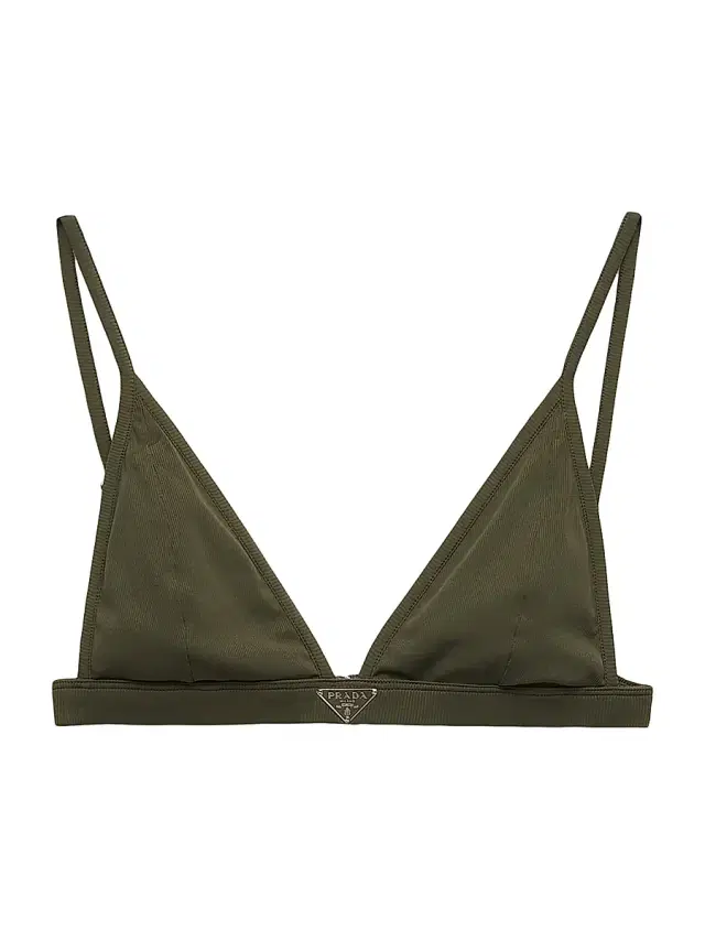 Women's Ribbed Knit Bralette Bikini Top - Green