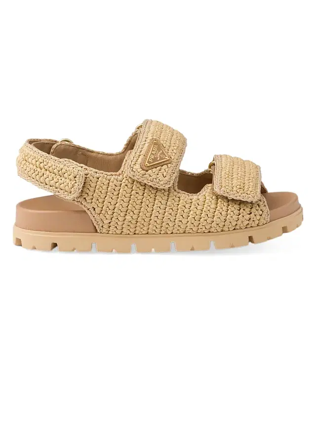 Women's Woven Fabric Sandals - Beige Khaki