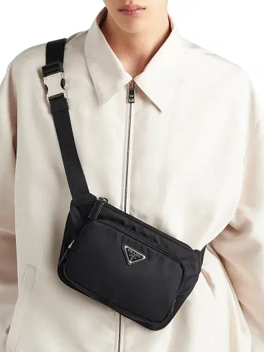 Prada Men's Re-Nylon And Saffiano Leather Shoulder Bag - Black | Thumbnail 2