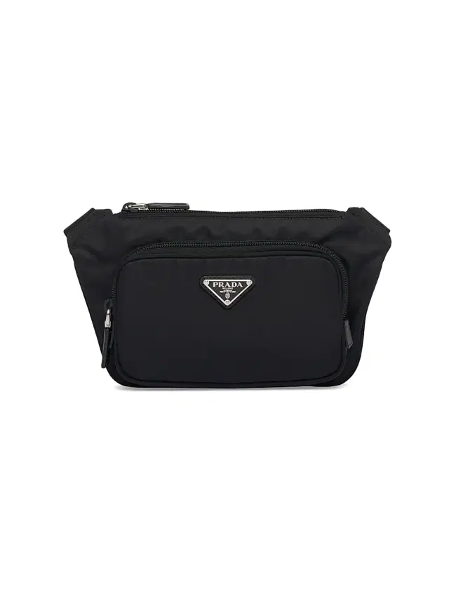 Men's Re-Nylon And Saffiano Leather Shoulder Bag - Black