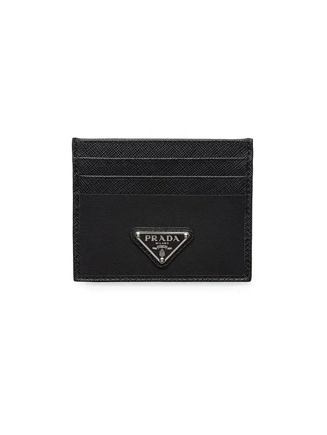 Prada Men's Re-Nylon And Saffiano Leather Card Holder - Black