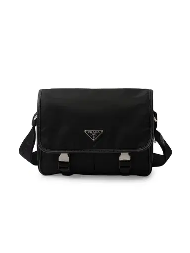 Prada Men's Re-Nylon and Saffiano Leather Shoulder Bag - Black | Thumbnail 1 Prada Men's Re-Nylon and Saffiano Leather Shoulder Bag - Black | Thumbnail 1