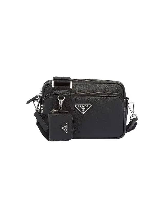 Men's Saffiano Leather Shoulder Bag - Black