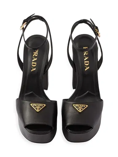 Prada Women's Nappa Leather Platform Sandals - Black - Size 11 | Thumbnail 2