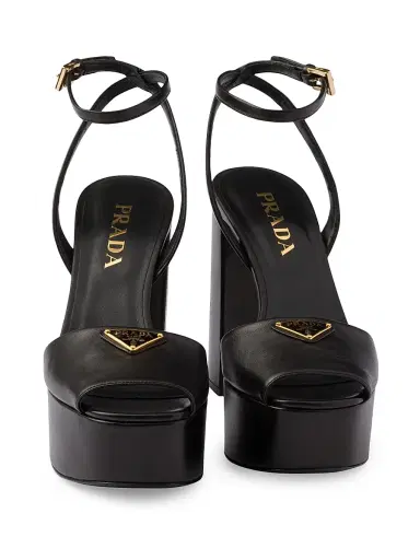 Prada Women's Nappa Leather Platform Sandals - Black - Size 11 | Thumbnail 4