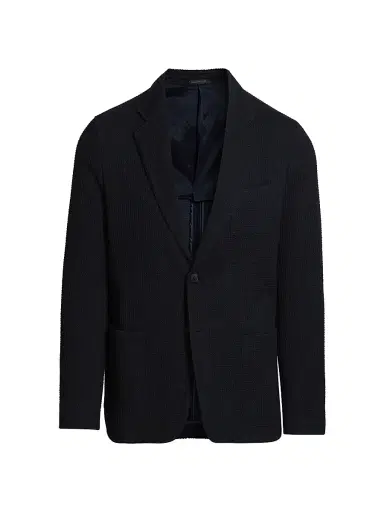 Giorgio Armani Men's Jersey Knit Sport Jacket - Navy - Size 46 | Thumbnail 1 Giorgio Armani Men's Jersey Knit Sport Jacket - Navy - Size 46 | Thumbnail 1