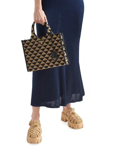 Prada Women's Monolith Crochet Cage Sandals - Beige Khaki | Thumbnail 2