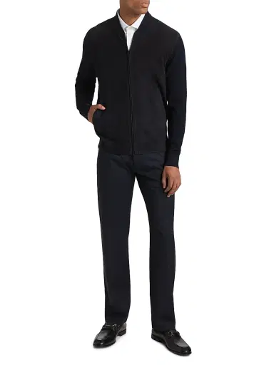 Giorgio Armani Men's Suede Knit Full-Zip Jacket - Navy - Size 38 | Thumbnail 2