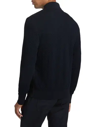 Giorgio Armani Men's Suede Knit Full-Zip Jacket - Navy - Size 38 | Thumbnail 5