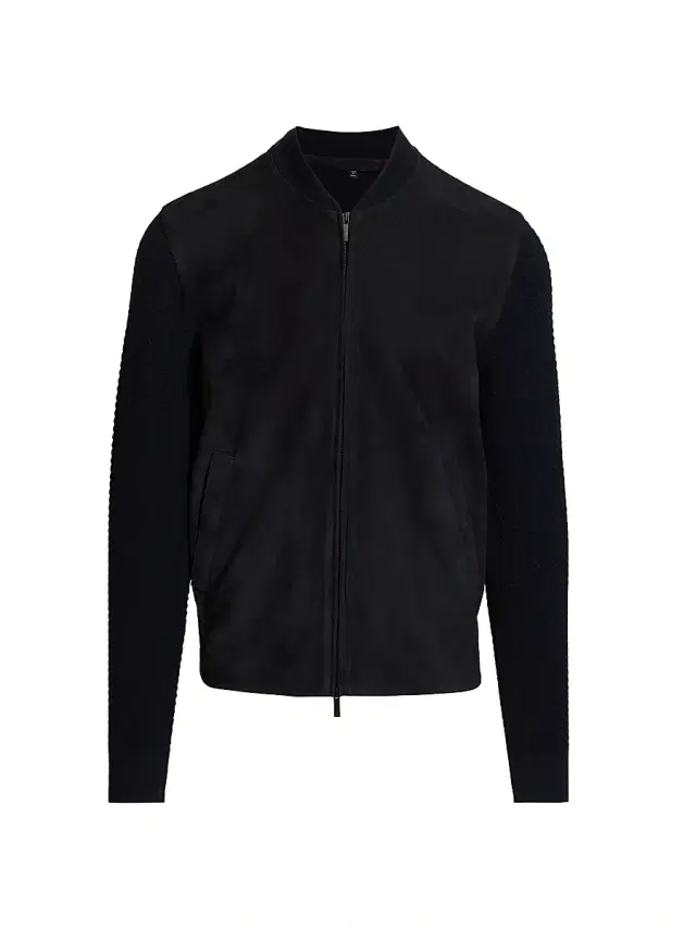 Men's Suede Knit Full-Zip Jacket - Navy