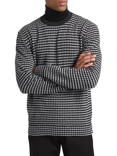 Giorgio Armani Men's Geo Print Crewneck Sweater - Navy - Size 46 | Thumbnail 3 Giorgio Armani Men's Geo Print Crewneck Sweater - Navy - Size 46 | Thumbnail 3