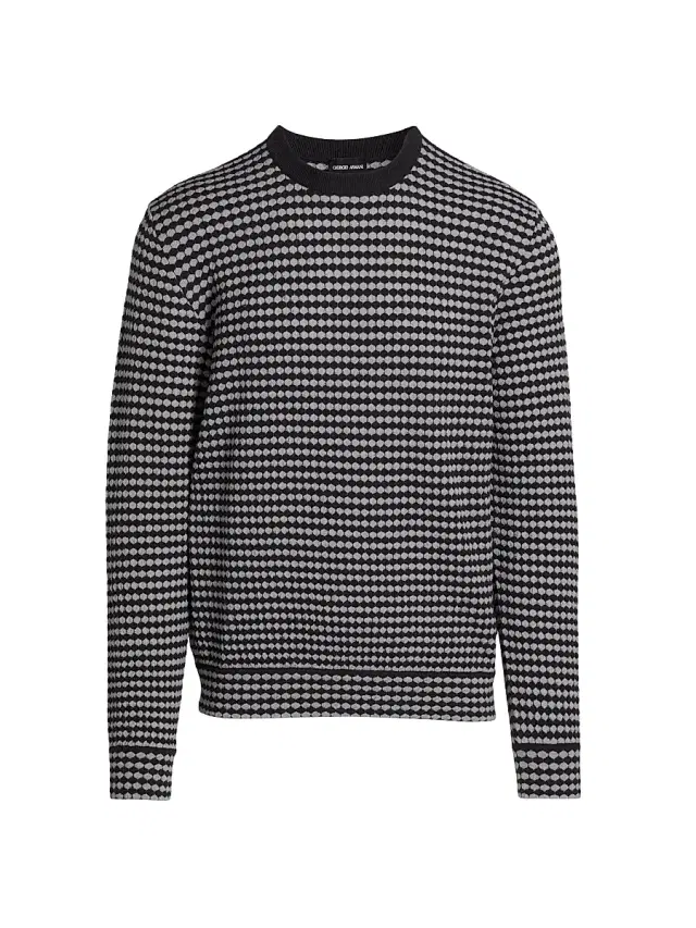 Men's Geo Print Crewneck Sweater - Navy