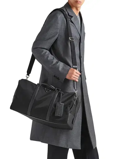 Prada Men's Re-Nylon and Saffiano Leather Duffel Bag | Thumbnail 2 Prada Men's Re-Nylon and Saffiano Leather Duffel Bag | Thumbnail 2